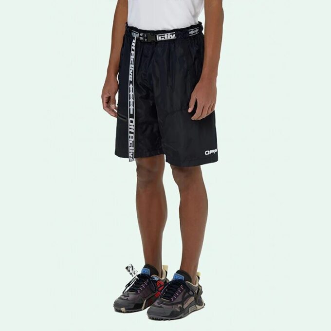 Logo Printing Belt Cargo Sports Shorts Version Black
