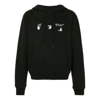 Logo Printing Hooded Pullover Men Black