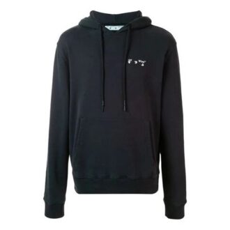 Logo Printing Hooded Pullover Men Black
