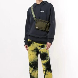 Logo Printing Hooded Pullover Men Black
