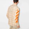 Logo Printing Plaid Long Sleeves Shirt Yellow