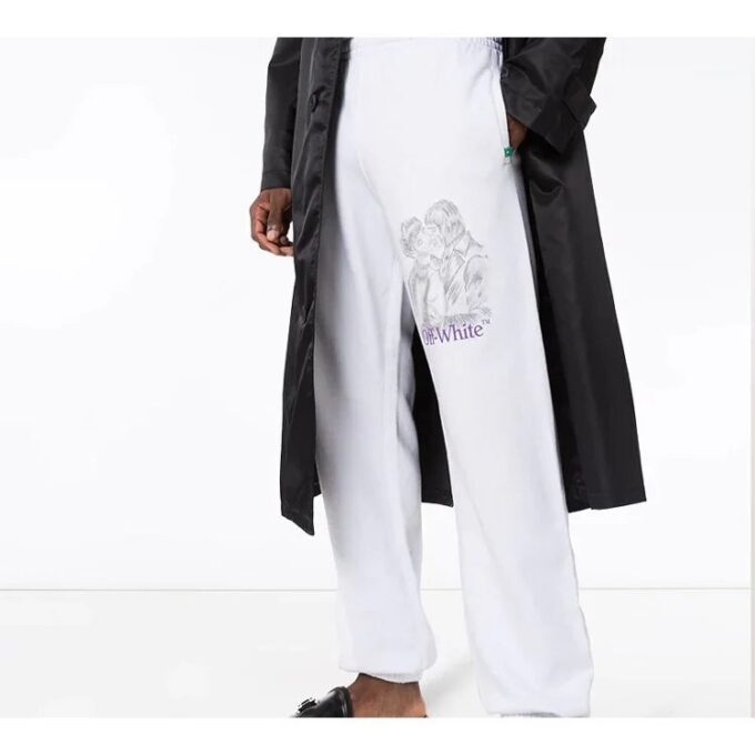 Logo Printing Sports Long Pants White