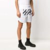 Logo Stripe Printing Pocket Shorts Loose Fit White