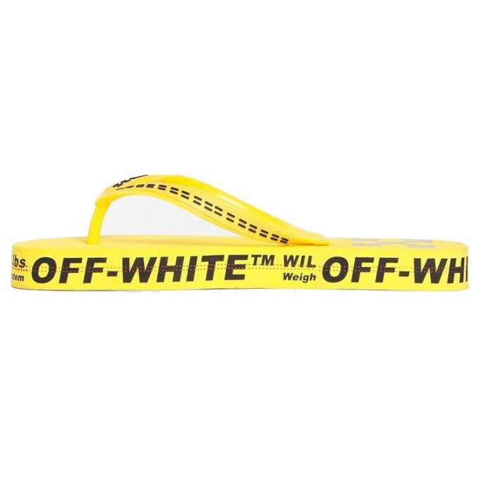 Logo Typographic Flip Flop Fashion Yellow Slippers