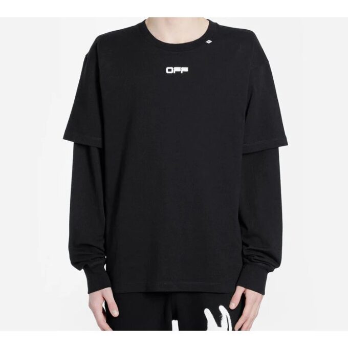 Long Sleeve Wavy Line Logo Double Sleeve