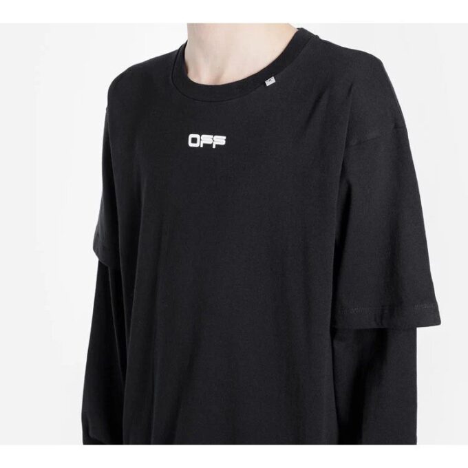 Long Sleeve Wavy Line Logo Double Sleeve