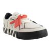 Low Vulcanized Outlined Leather Sneakers “White Black Orange”