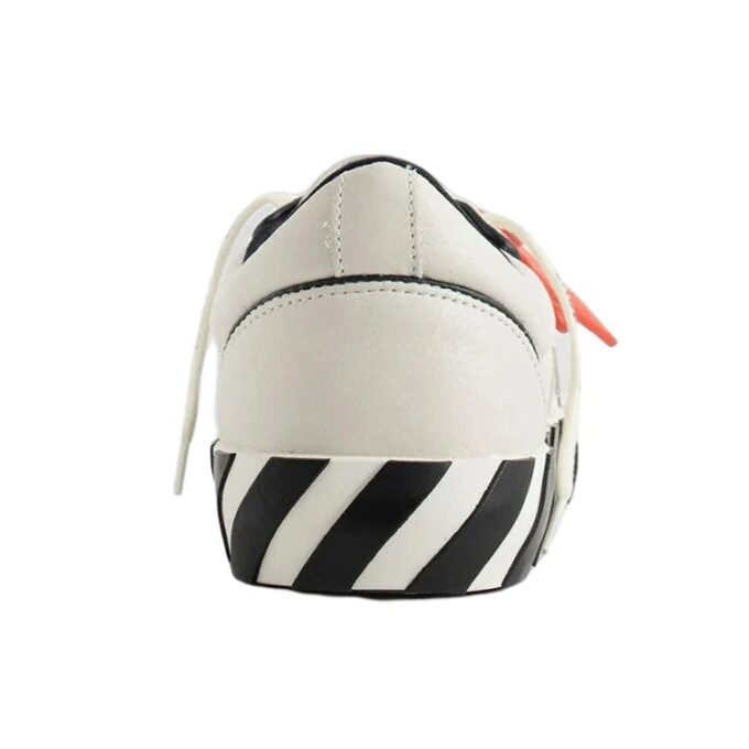 Low Vulcanized Outlined Leather Sneakers “White Black Orange”
