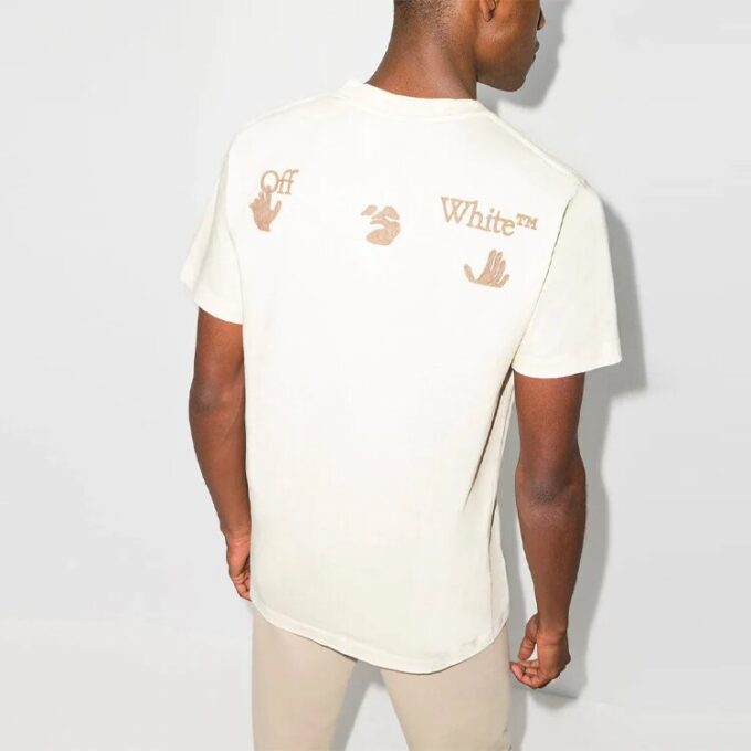 Men’ s Off-White x Browns 50 Crossover Logo Printing Round Neck Short Sleeve Ordinary Version White
