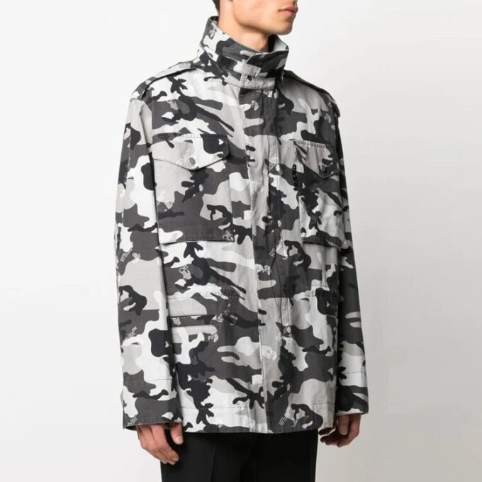 Men’ s SS21 Logo Camouflage Jacket Slim Fit Gray