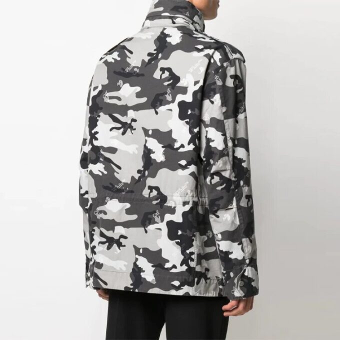 Men’ s SS21 Logo Camouflage Jacket Slim Fit Gray