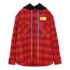 Mens Loose Padded Flannel Plaid Hooded Shirt Jacket
