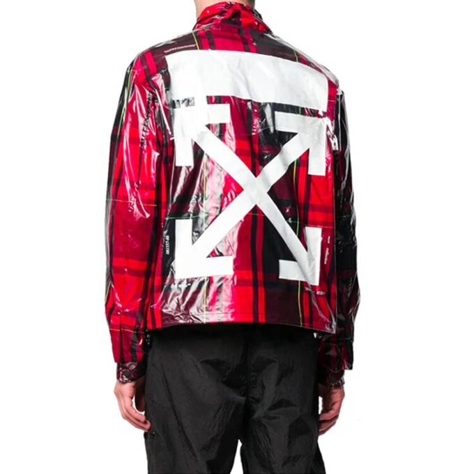 Mens Red & Black Plaid Tartan Zip Neck Jacket “Red Black”