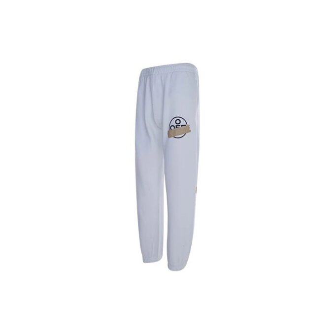 Micro Mark Rubber Strap Printing Athleisure Casual Sports Pants Ordinary Version White