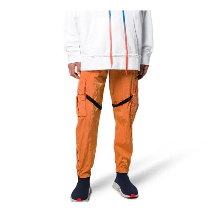 Nylon Street Style Plain Logo Cargo Pants