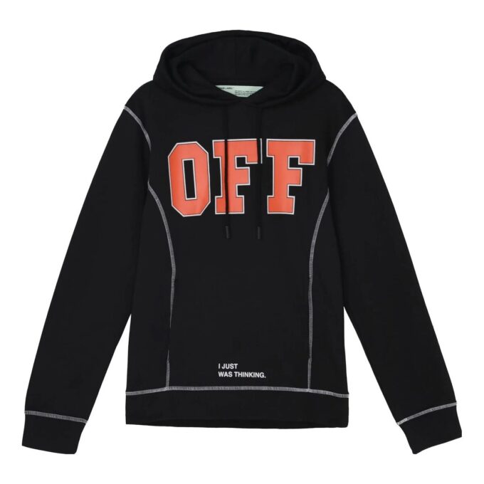OFF Applique Hooded Sweater Unisex Black