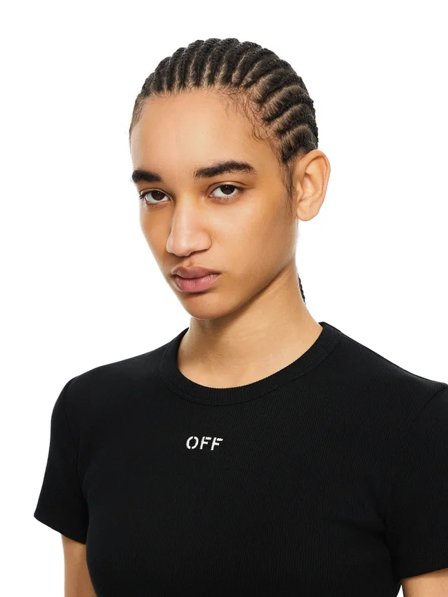 Off Stamp Ribbed Basic T-Shirt Off Stamp Ribbed Basic T-Shirt