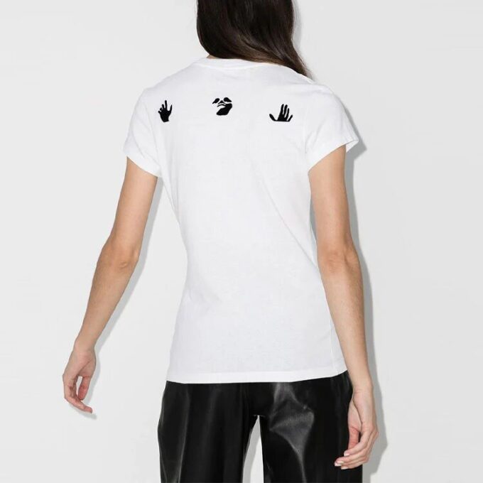 Off-White Alphabet Slogan Logo Printing Short Sleeve Slim Fit Version White