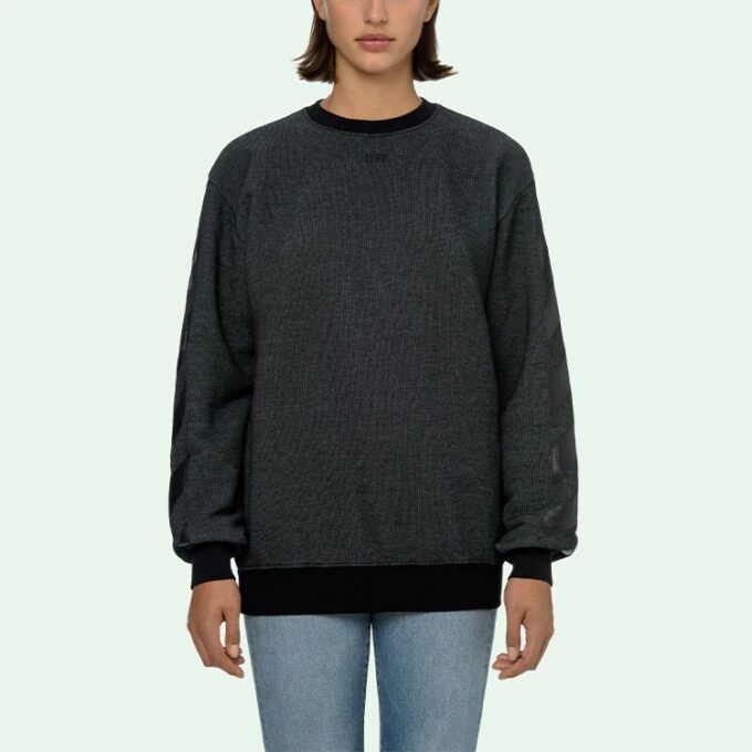 Off-White Arrow Printing Round Neck Sports Hoodie Slim Fit Version Gray