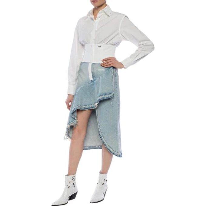 Off-White Asymmetric Denim Skirt “Blue”