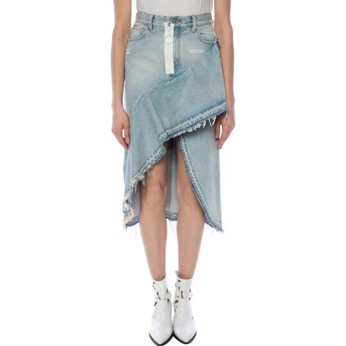 Off-White Asymmetric Denim Skirt “Blue”