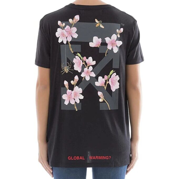 Off-White Back Cherry Blossoms Arrows Sketch Print Short Sleeve