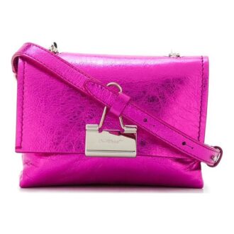 Off-White Binder Clip Metallic Pink Shoulder Bag