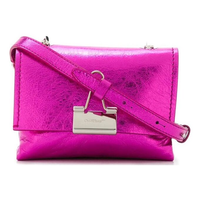 Off-White Binder Clip Metallic Pink Shoulder Bag