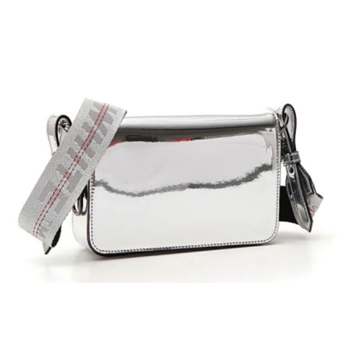 Off-White Binder Leather Crossbody Bag “Silve”