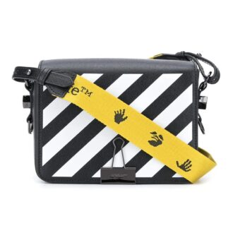 Off-White Black Letter Micro-label Embellished Leather Shoulder Bag