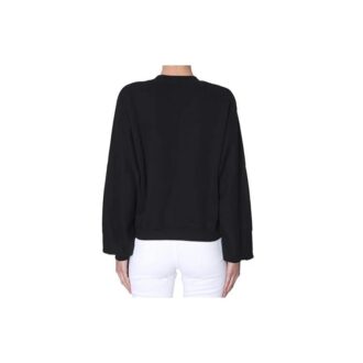 Off-White Black Logo Round Neck Pullover Hoodie Black