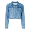 Off-White C/O Virgil Abloh Blue Flower Shop Cropped Denim Jacket Blue