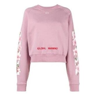 Off-White C O Virgil Abloh FW Cherry Blossom Crop Cotton Sweatshirt
