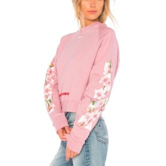 Off-White C O Virgil Abloh FW Cherry Blossom Crop Cotton Sweatshirt
