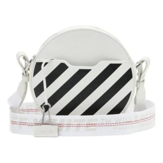 Off-White c/o Virgil Abloh Stripe Printing Circular White Shoulder Bag