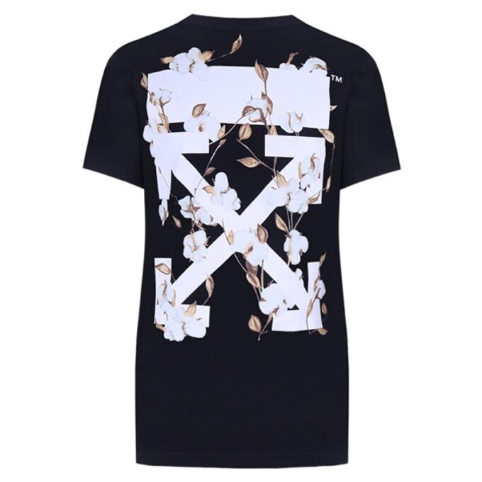 Off-White Carryover Fitted Tee “Black Flower Pattems”