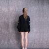 Off-White Casual Colorblock Logo Round Neck Pullover Hoodie Black