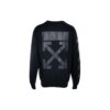 Off-White Casual Fleece Lined Logo Arrow Cotton Pullover Round Neck Black Hoodie