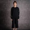 Off-White Casual Fleece Lined Logo Arrow Cotton Pullover Round Neck Black Hoodie