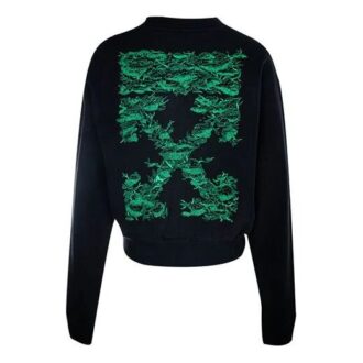 Off-White Cotton Arrow Printing Stylish Black Hoodie