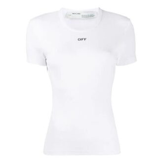 Off-White Cotton Letter Logo Short Sleeves