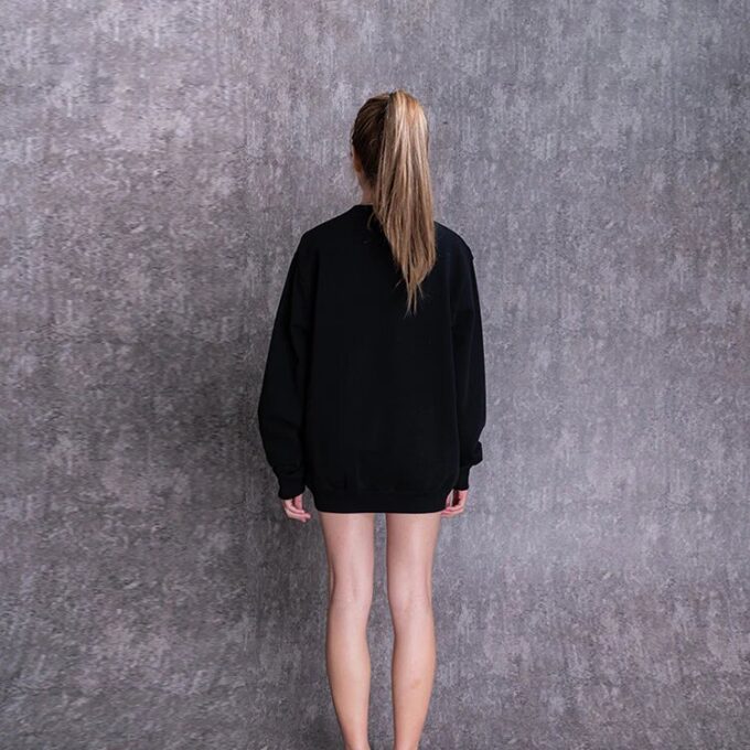 Off-White Cotton Printing Round Neck Pullover Black Hoodie