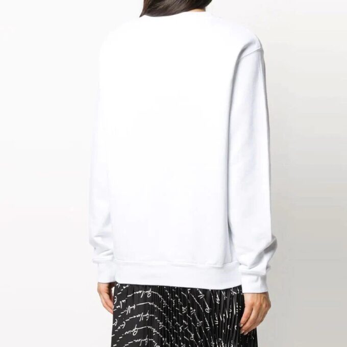 Off-White Cotton Printing Round Neck Pullover White Hoodie
