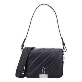 OFF WHITE Cowhide Black Shoulder Messenger Bag