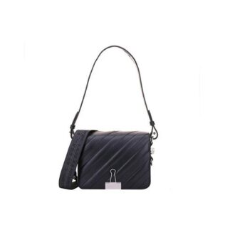 OFF WHITE Cowhide Black Shoulder Messenger Bag