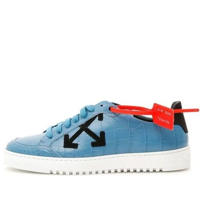 Off-White Crocodile Pattern Printed Leather Sneakers “Blue White”