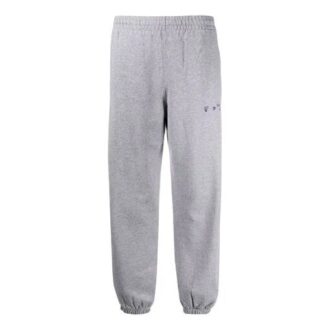 Off-White Embroidered Gray Sports Pants/Trousers/Joggers