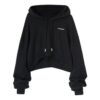 Off-White Embroidered-Logo Cropped Hoodie “Black”