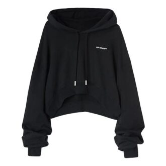 Off-White Embroidered-Logo Cropped Hoodie “Black”