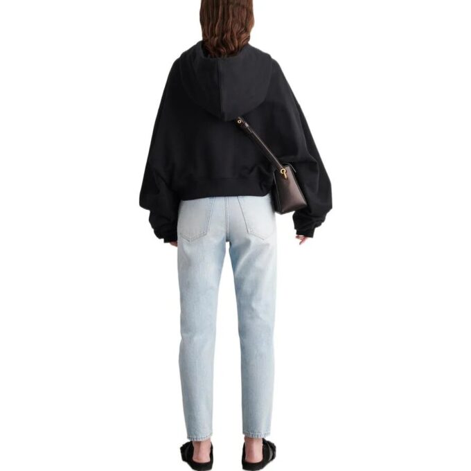 Off-White Embroidered-Logo Cropped Hoodie “Black”